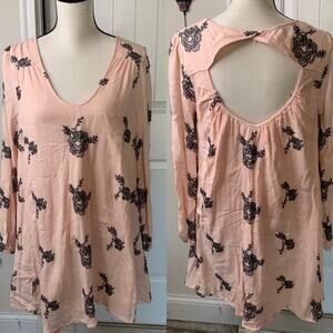 Free People embroidered Emma Austin‎ long sleeves boho swing dress size large